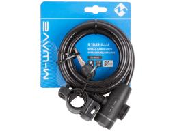 M-WAVE S 10.18 ILLU 10x1800mm reflektivní spirálový kabelový zámek černý
