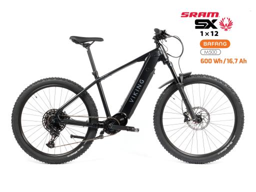 Elektrokolo MTB 29"/27,5"  Viking – Bafang M500  / Sram SX 1x12  velikost L – barva černá matná