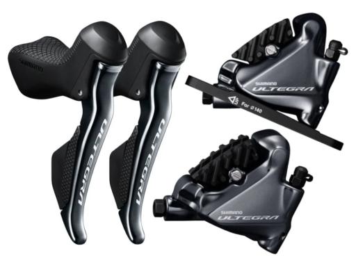 SHIMANO Ultegra Di2  ST-R8070 + brzdič BR-R8070  kotoučové brzdy set 2x11kolo přední 800 mm + zadní 1450 mm