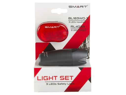 Sada světel Smart přední SMART POLA8S 183-3E-LINE 3 ultrasvítivé LED diody zadní SMART 403R  3LED diody ,včetně bate8í