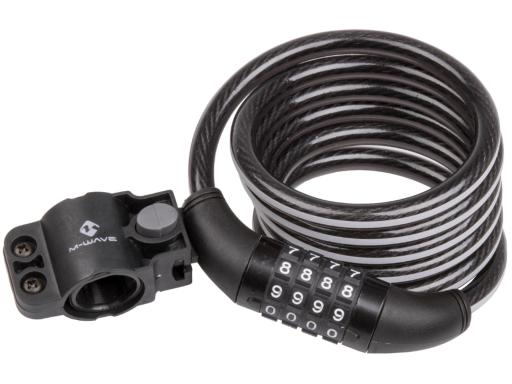 M-WAVE DS 10.18 ILLU 10x1800mm reflektivní spirálový kabelový zámek černý