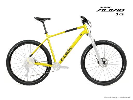 Kolo MTB 29" Cube Analog Shimano Alivio 3x9, velikost XXL – 22", žlutozelená