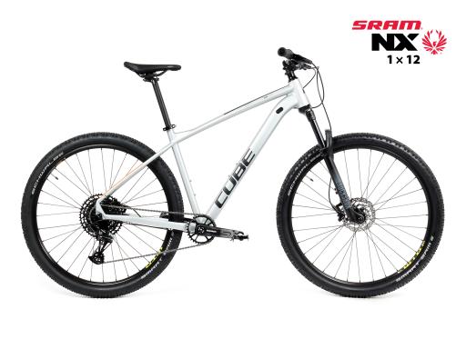 Kolo MTB 29" Cube Aim Race Sram NX Eagle 1x12, velikost XXL – 22", stříbrná